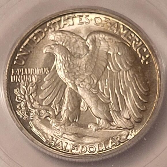 1945 D Walking Liberty Half Dollar Unc MS65+ Toning - Picture 4 of 4